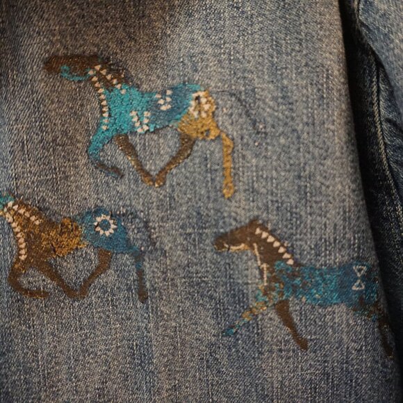 Vintage Wrangler Denim Western-Wild Horses Long Sleeve Button Up Shirt L - Picture 8 of 9